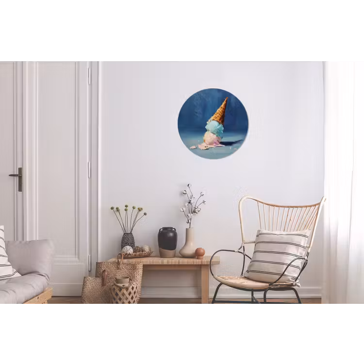 Ijshoorn - Bolletjes - Smelt - Roze Wandcirkel aluminium klein -woonkamer