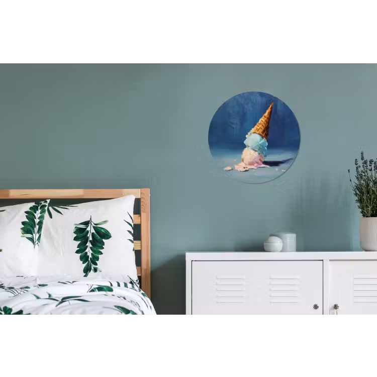 Ijshoorn - Bolletjes - Smelt - Roze Wandcirkel aluminium klein -slaapkamer
