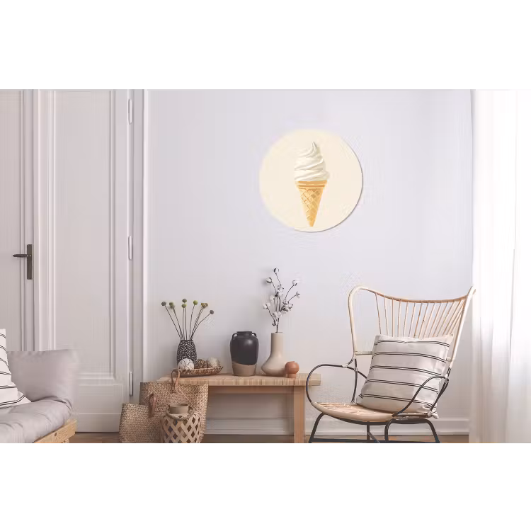 Softijs - Hoorntje - Wit Wandcirkel aluminium klein -woonkamer