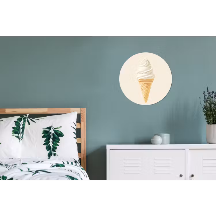 Softijs - Hoorntje - Wit Wandcirkel aluminium klein -slaapkamer