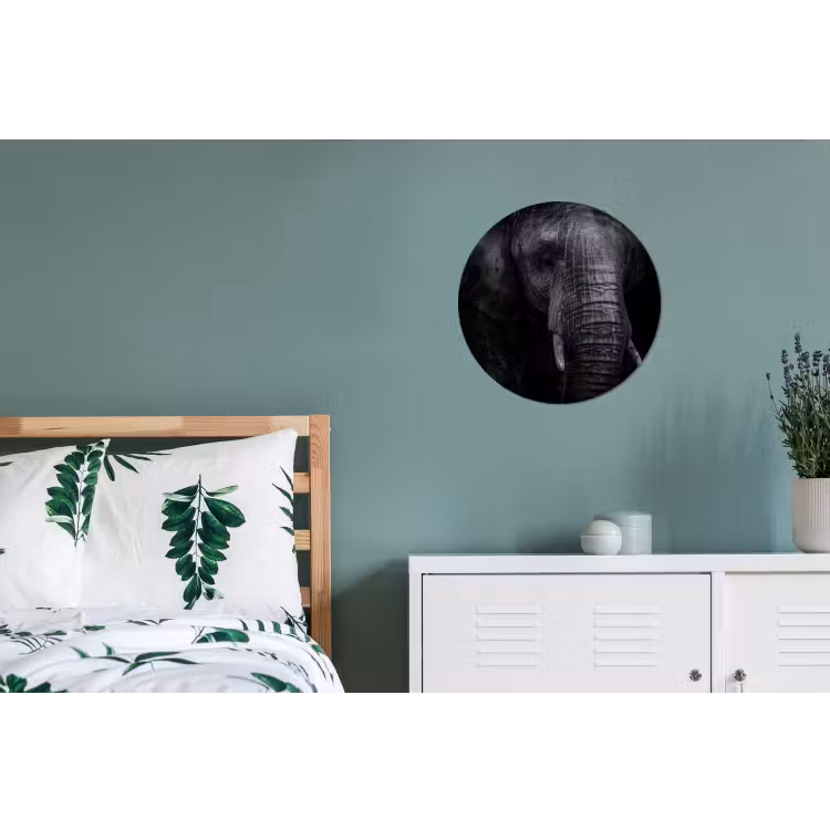 Olifant - Dier - Portret Wandcirkel aluminium klein -slaapkamer