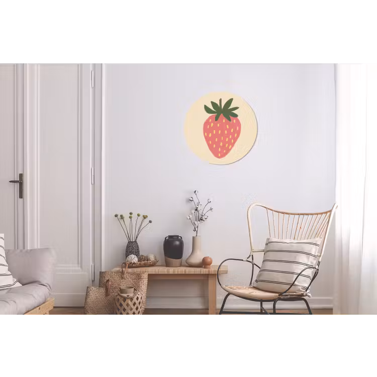 Aardbei - Minimalistisch - Rood - Fruit Wandcirkel aluminium klein -woonkamer