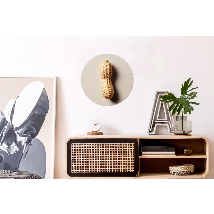 Pinda - Ruw - Beige Wandcirkel aluminium klein -kantoor