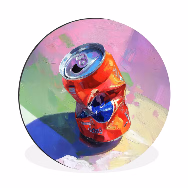 Frisdrank - Blik - Paars Wandcirkel aluminium klein -3d