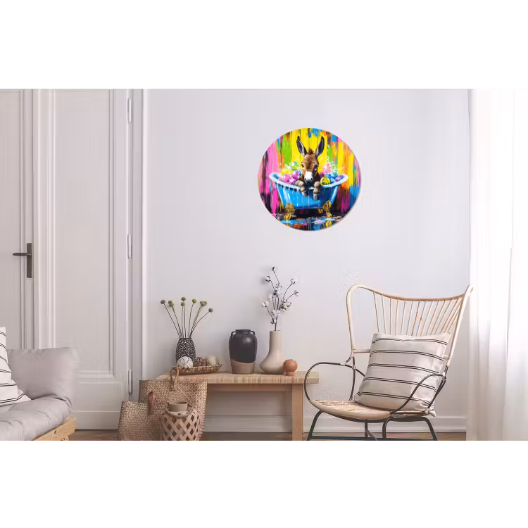 Ezel - Badkuip - Roze - Schuim Wandcirkel aluminium klein -woonkamer
