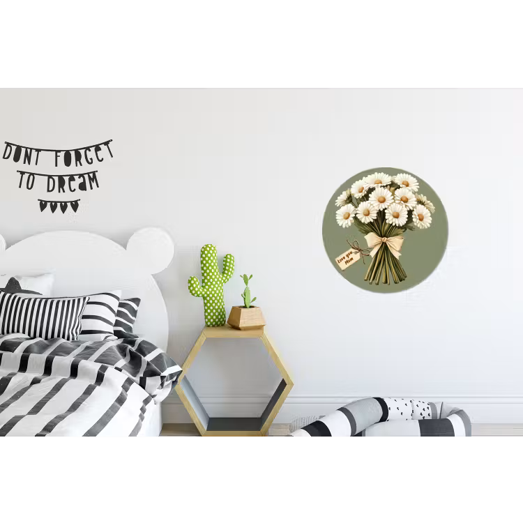 Lint - Boeket - Groen - Quote Wandcirkel aluminium klein -kinderkamer