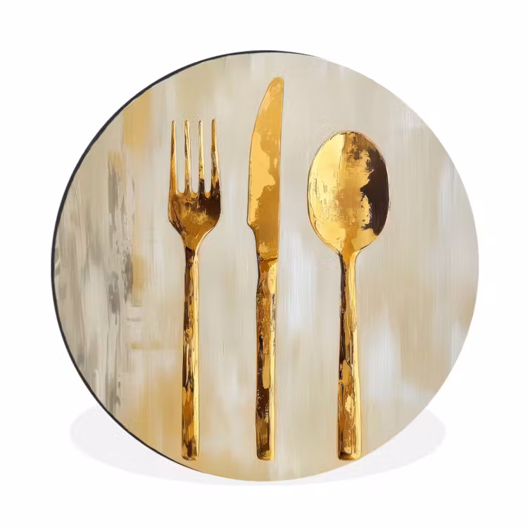 Verf - Goud - Bestek Wandcirkel aluminium klein -3d