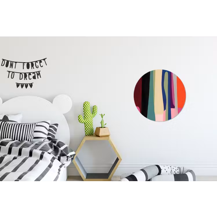 Kleurbanen - Verticaal - Kleurrijk Wandcirkel aluminium klein -kinderkamer