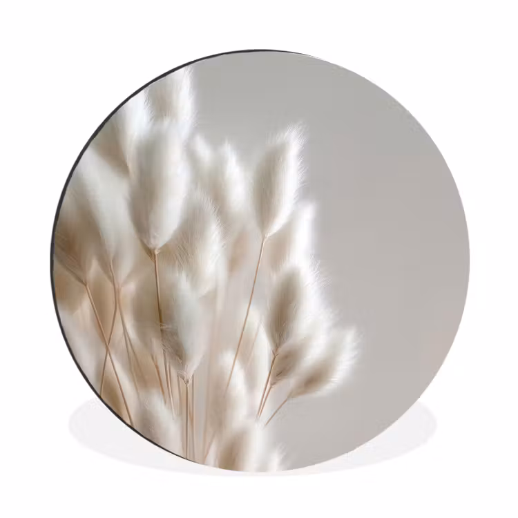 Pluimen - Beige - Minimalistisch Wandcirkel aluminium klein -3d