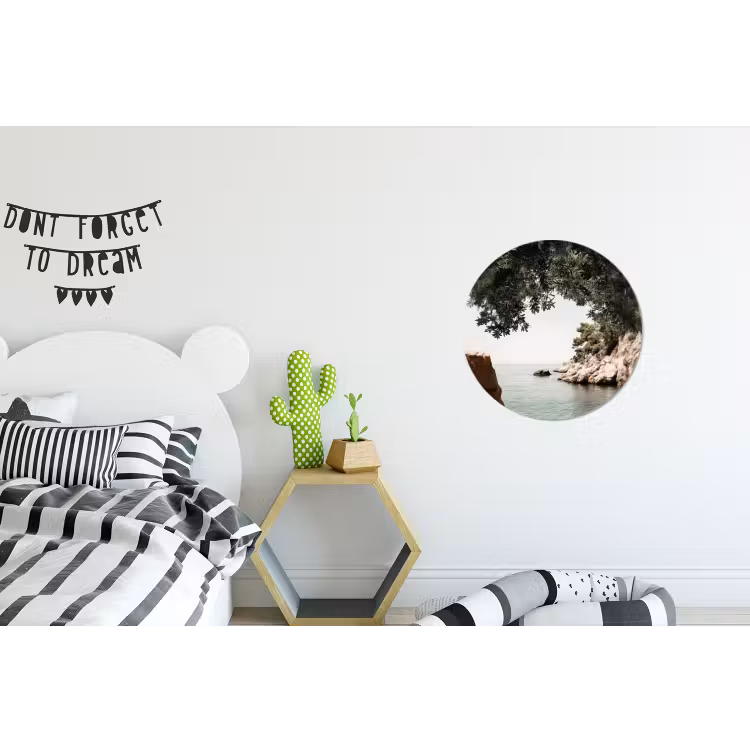 Rotsen - Zee - Boom - Groen Wandcirkel aluminium klein -kinderkamer