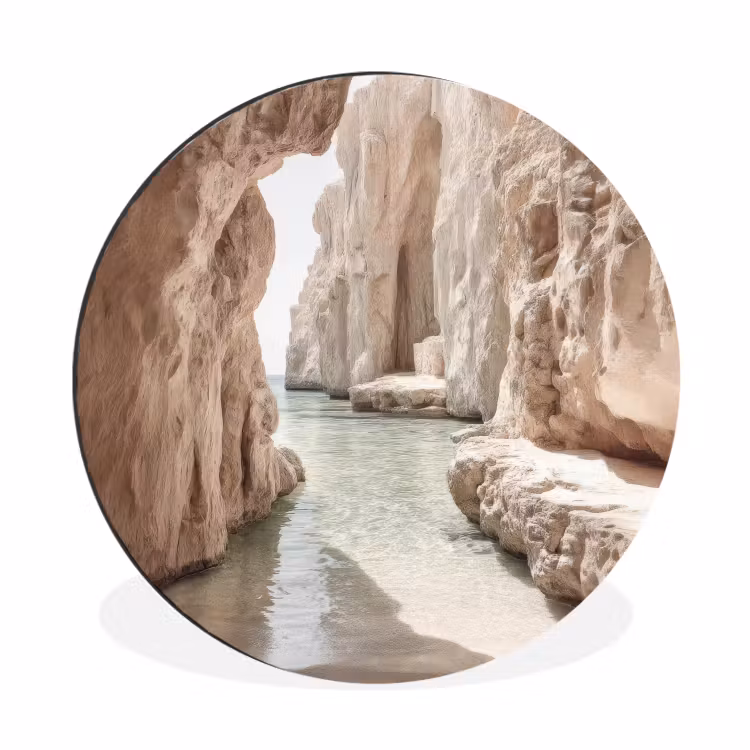Rotsen - Zee - Zand - Kloof Wandcirkel aluminium klein -3d