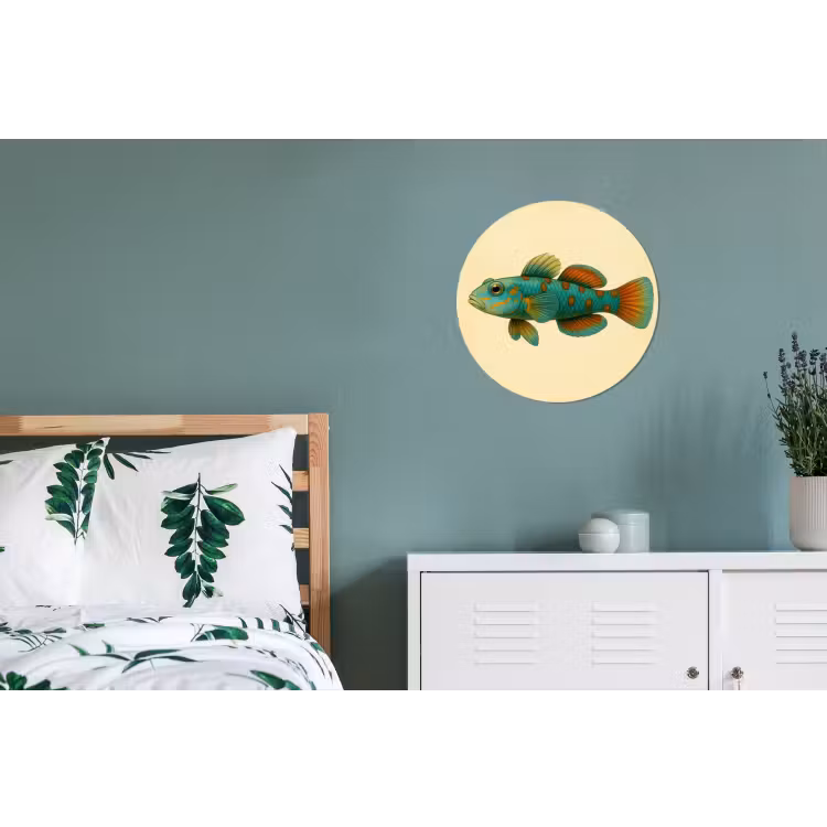 Vis - Blauw - Stippen - Schubben Wandcirkel aluminium klein -slaapkamer