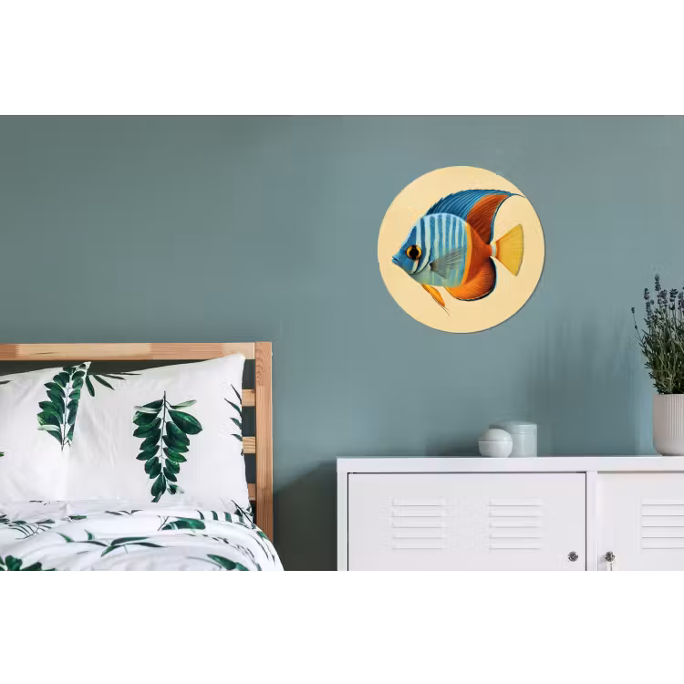 Vis - Vinnen - Blauw - Ogen Wandcirkel aluminium klein -slaapkamer