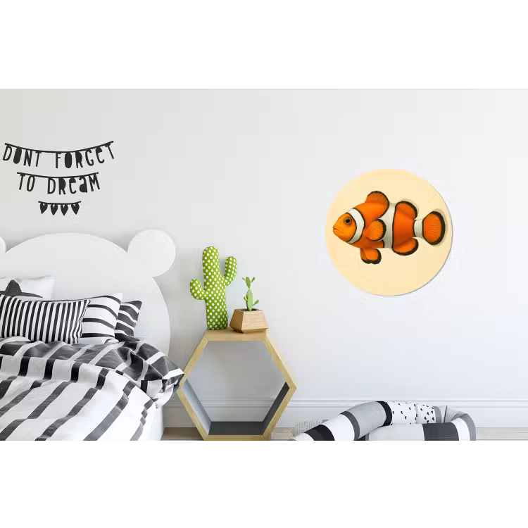 Vis - Oranje - Strepen Wandcirkel aluminium klein -kinderkamer