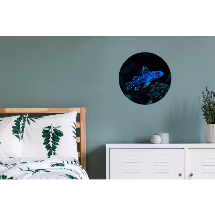 Vis - Stippen - Koraal - Blauw Wandcirkel aluminium klein -slaapkamer