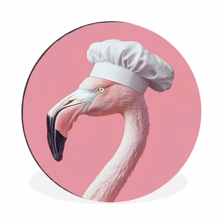 Flamingo - Roze - Koksmuts - Vogel Wandcirkel aluminium klein -3d