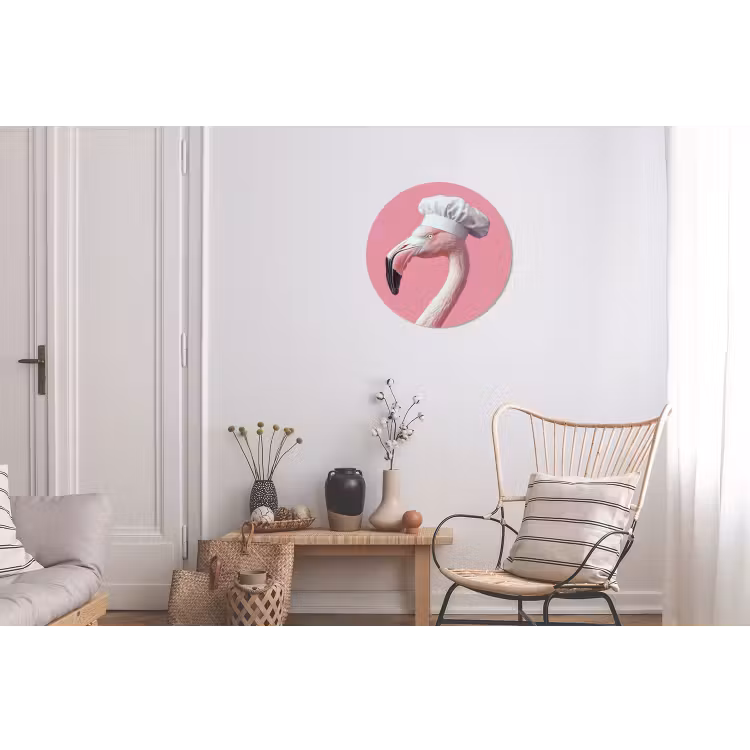 Flamingo - Roze - Koksmuts - Vogel Wandcirkel aluminium klein -woonkamer