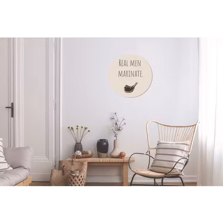 Vlees - Minimalistisch - Beige - Quote Wandcirkel aluminium klein -woonkamer