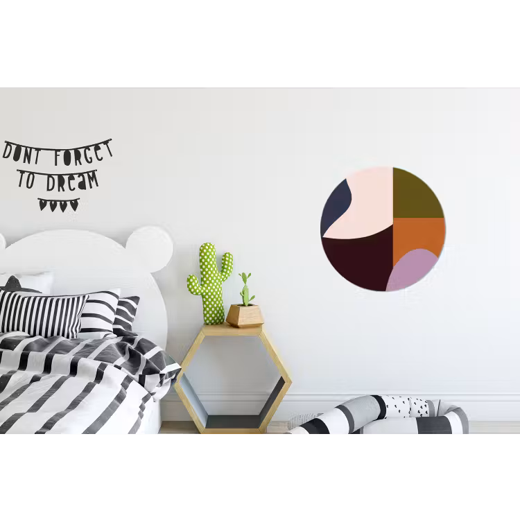 Vormen - Abstract - Kleuren - Vierkant Wandcirkel aluminium klein -kinderkamer