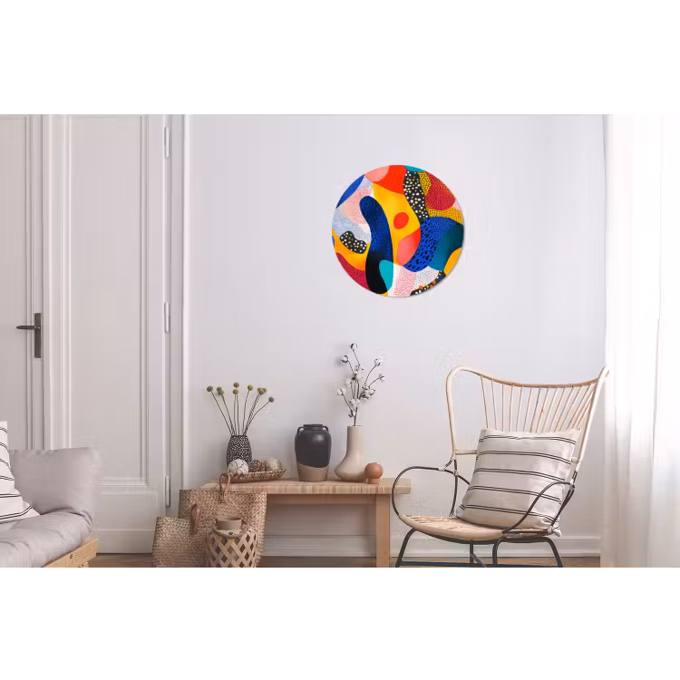 Vormen - Abstract - Stippels - Blauw Wandcirkel aluminium klein -woonkamer