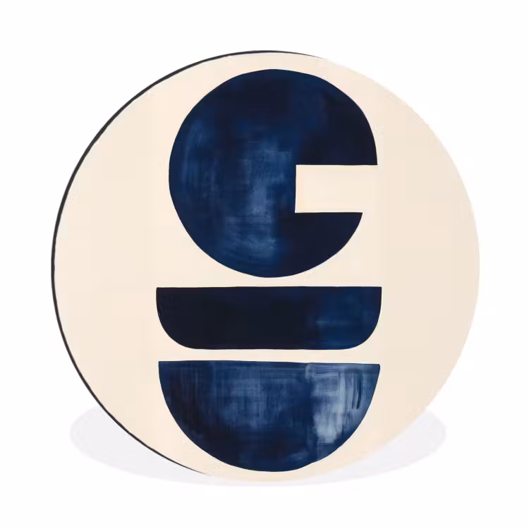 Vormen - Blauw - Abstract Wandcirkel aluminium klein -3d