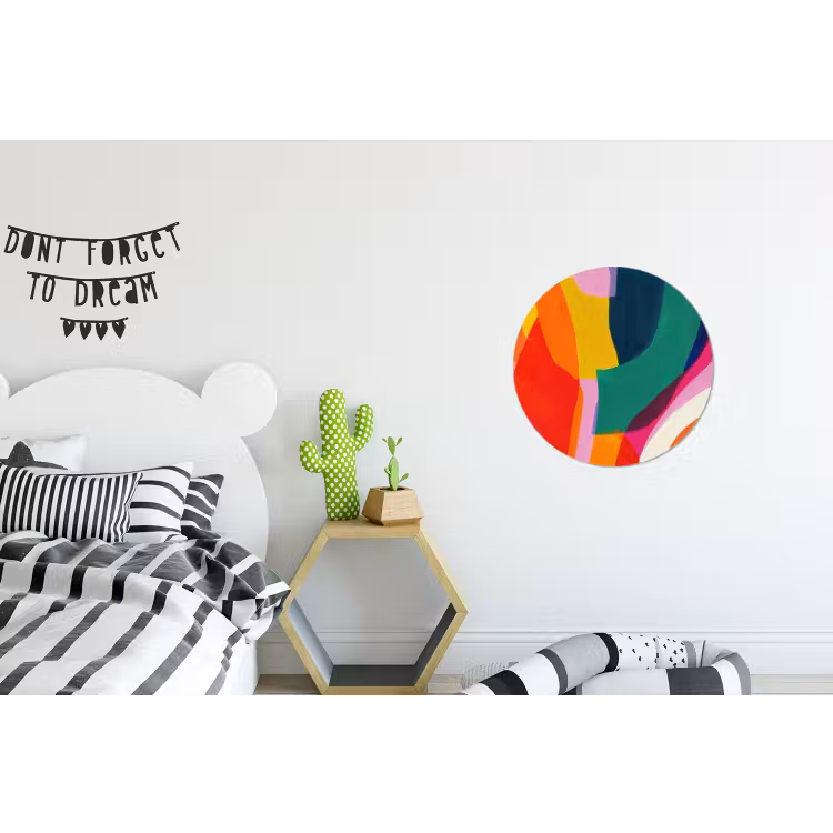 Vormen - Golvend - Abstract - Felroze Wandcirkel aluminium klein -kinderkamer