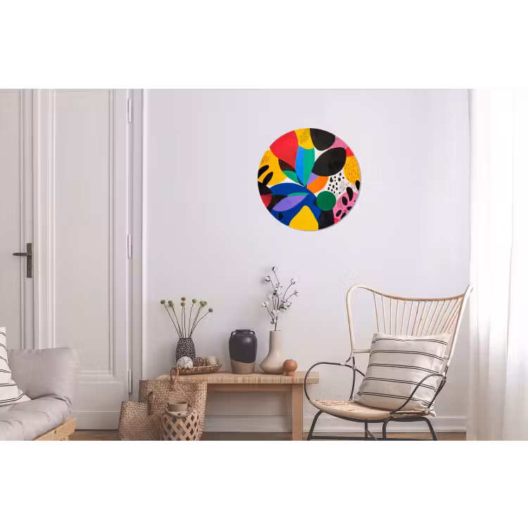 Vormen - Stippen - Kleurrijk Wandcirkel aluminium klein -woonkamer