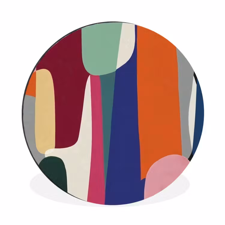Vormen - Ritmisch - Kleuren - Abstract Wandcirkel aluminium klein -3d