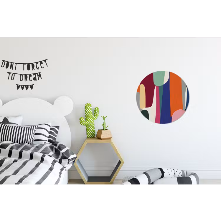 Vormen - Ritmisch - Kleuren - Abstract Wandcirkel aluminium klein -kinderkamer