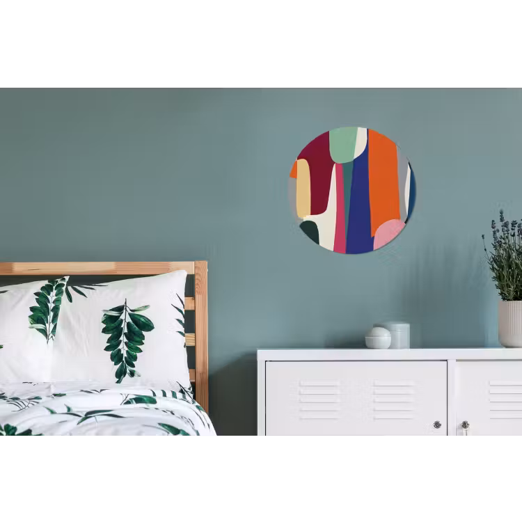 Vormen - Ritmisch - Kleuren - Abstract Wandcirkel aluminium klein -slaapkamer