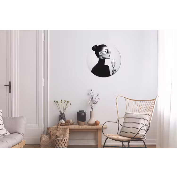 Vrouw - Champagne - Modern Wandcirkel aluminium klein -woonkamer