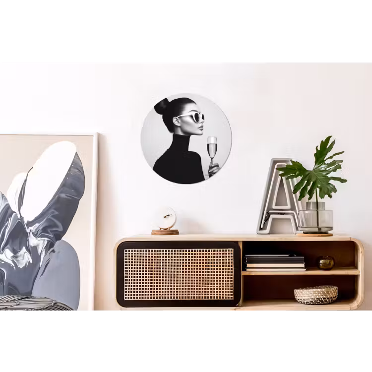 Vrouw - Champagne - Modern Wandcirkel aluminium klein -kantoor