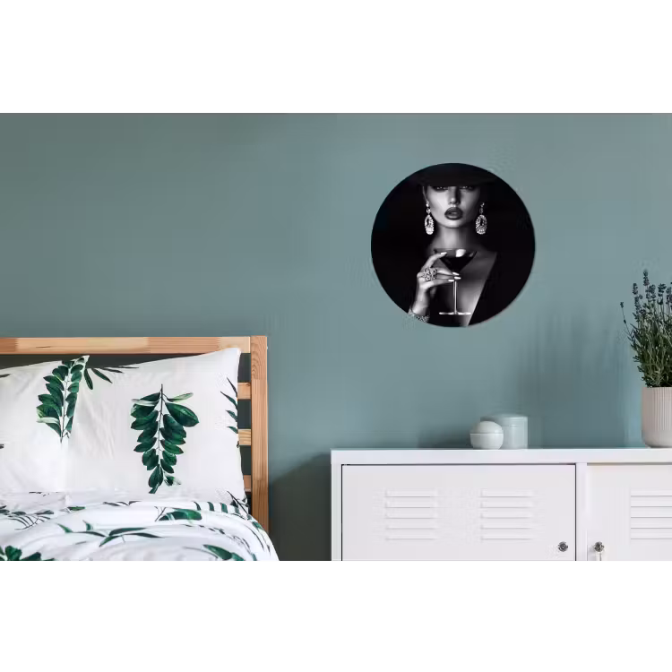Vrouw - Cocktail - Chic Wandcirkel aluminium klein -slaapkamer