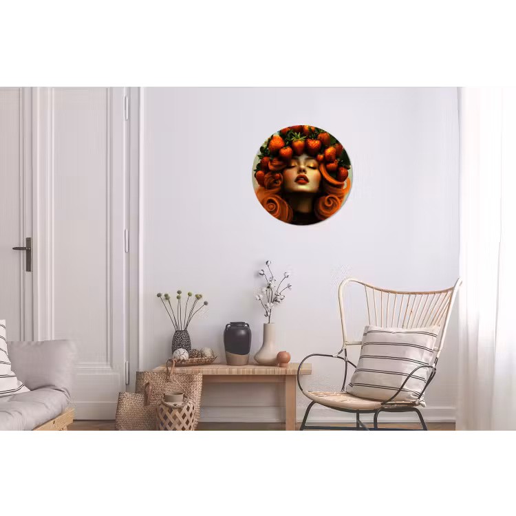 Vrouw - Aardbeien - Kroon Wandcirkel aluminium klein -woonkamer