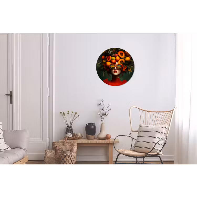 Vrouw - Vruchten - Papaja - Ananas Wandcirkel aluminium klein -woonkamer