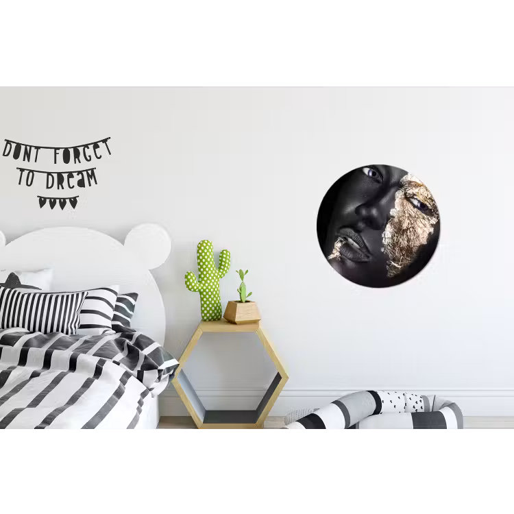 Vrouw - Goud - Zwart - Verf - Luxe Wandcirkel aluminium klein -kinderkamer