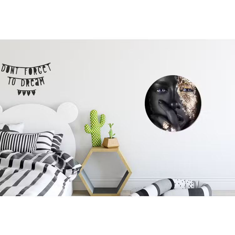 Vrouw - Goud - Zwart - Schmink - Luxe Wandcirkel aluminium klein -kinderkamer