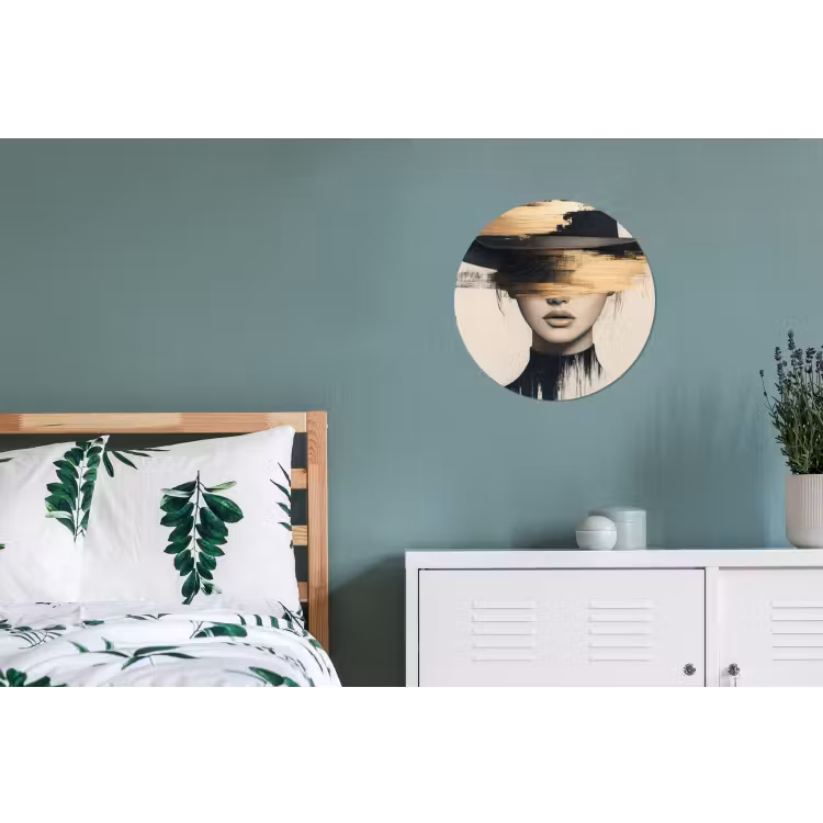 Vrouw - Hoed - Verf Wandcirkel aluminium klein -slaapkamer