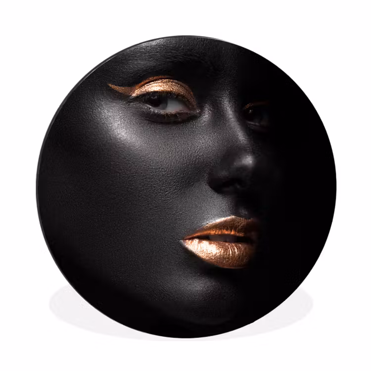 Vrouw - Make-up - Koper - Zwart Wandcirkel aluminium klein -3d