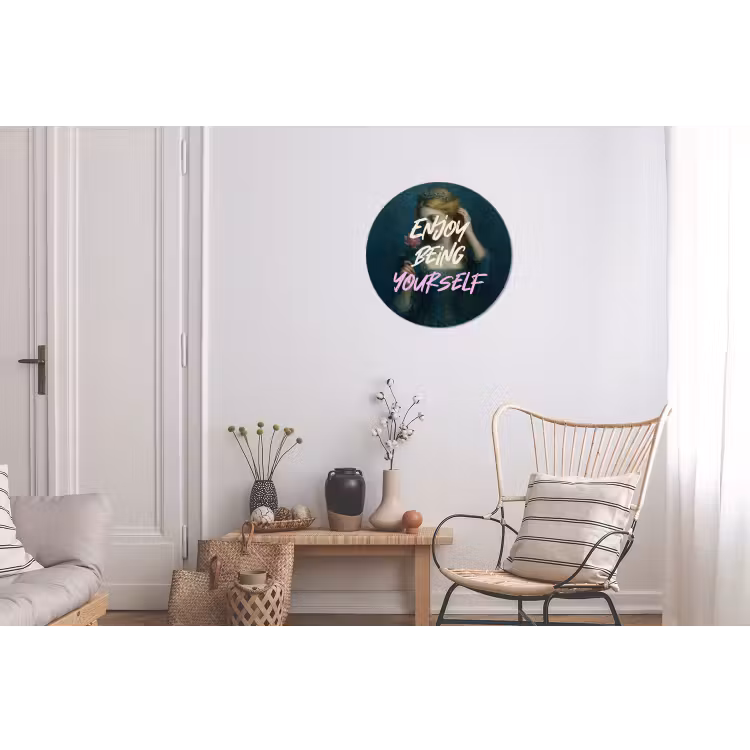 Vrouw - Roos - Quote Wandcirkel aluminium klein -woonkamer
