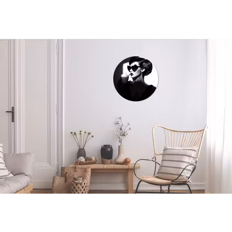 Vrouw - Zwart - Hart Wandcirkel aluminium klein -woonkamer
