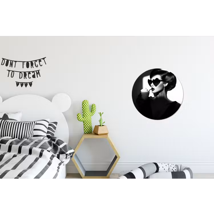 Vrouw - Zwart - Hart Wandcirkel aluminium klein -kinderkamer