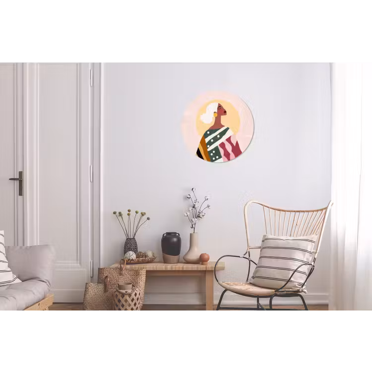 Vrouw - Zon - Kleurrijk Wandcirkel aluminium klein -woonkamer