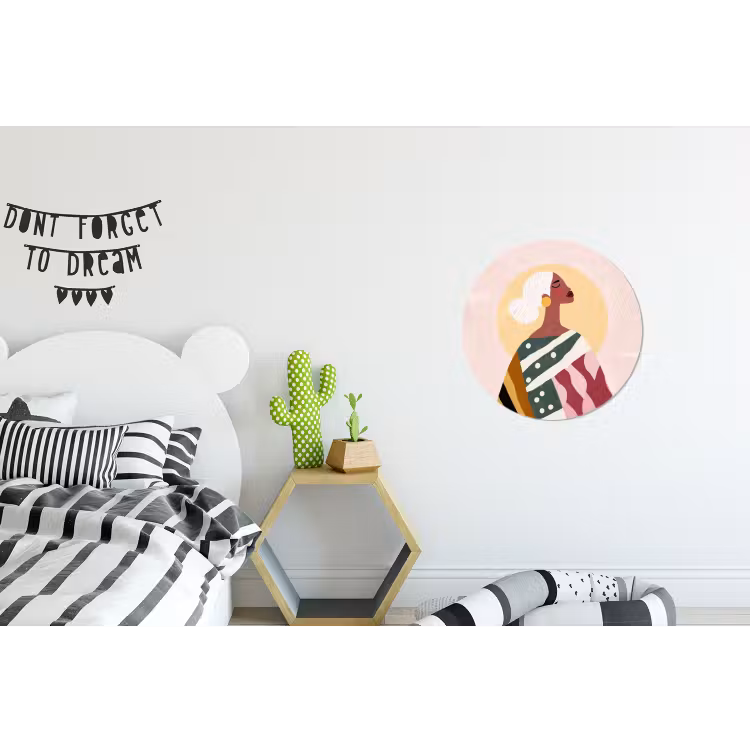 Vrouw - Zon - Kleurrijk Wandcirkel aluminium klein -kinderkamer