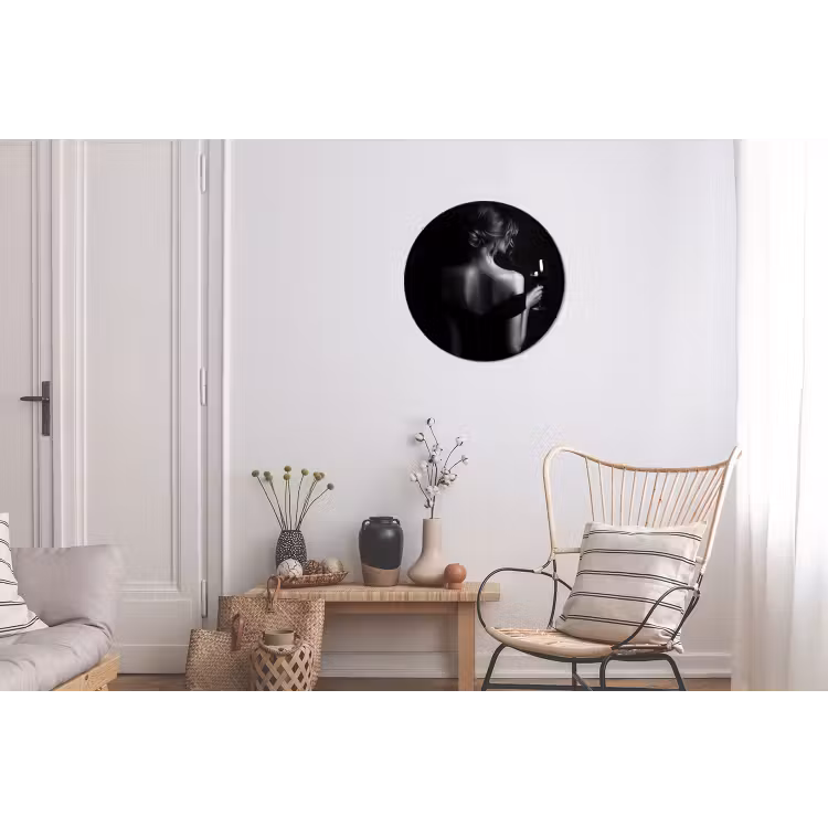 Vrouw - Wijn - Jurk Wandcirkel aluminium klein -woonkamer