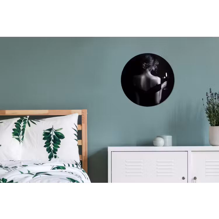 Vrouw - Wijn - Jurk Wandcirkel aluminium klein -slaapkamer
