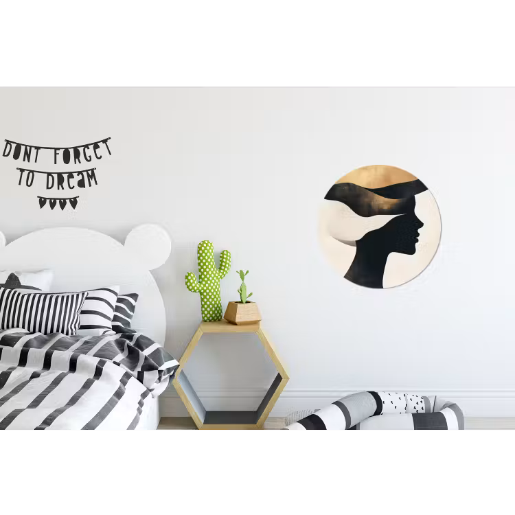 Vrouw - Golven - Zwart Wandcirkel aluminium klein -kinderkamer