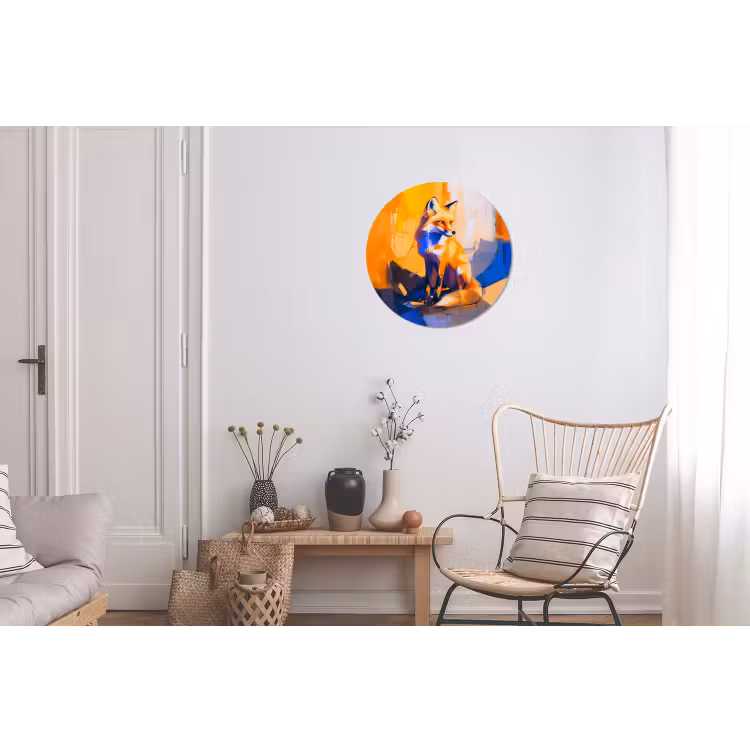 Vos - Oranje - Vormen - Abstract Wandcirkel aluminium klein -woonkamer