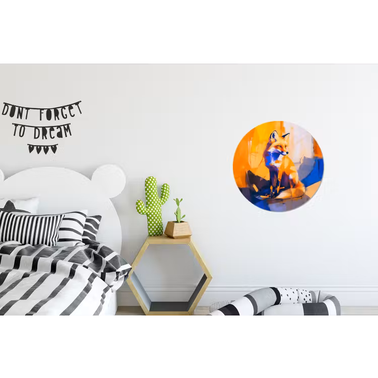 Vos - Oranje - Vormen - Abstract Wandcirkel aluminium klein -kinderkamer