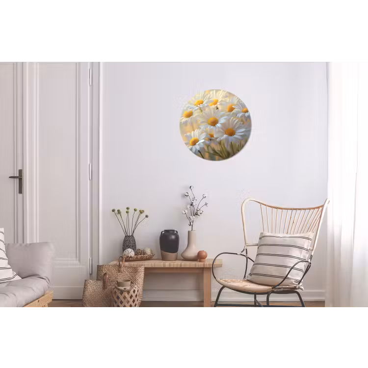 Madeliefjes - Wit - Zonlicht Wandcirkel aluminium klein -woonkamer